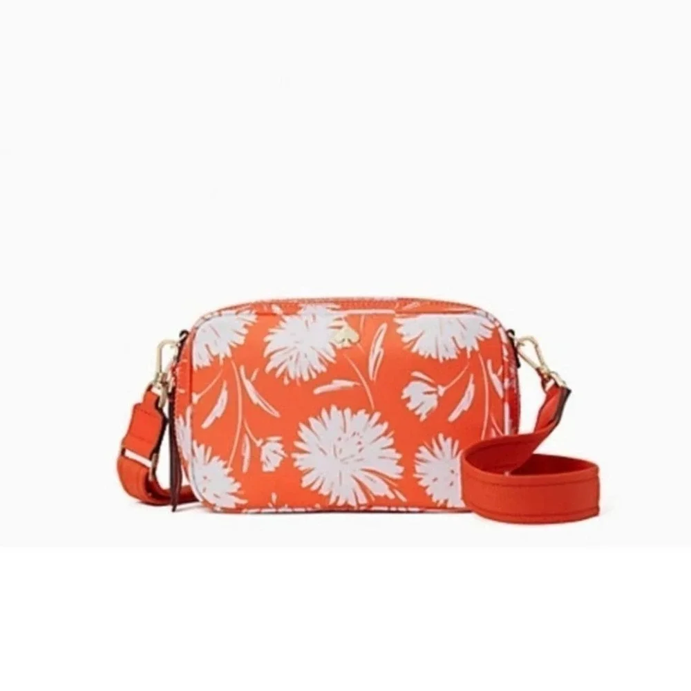 Kate Spade Orange Jae Wild Blossom Camera Bag Crossbody